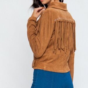 New Suede Grommet Fringe Jacket by Flying Tomato